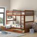 Twin-Over-Twin Bunk Bed with Ladders and Two Storage Drawers, Be Divided into Two Individual Platform Beds