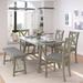 6 Pieces Dining Set with Farmhouse Rustic Style Rectangular Wood Table & 4 Cross Back Chairs & Bench, Grey
