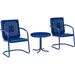 HomeStock Baroque Bliss 3Pc Outdoor Metal Chair Set Navy Gloss/White Satin - Side Table & 2 Armchairs