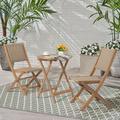 OC Orange-Casual Acacia Patio Bistro Set Wicker Outdoor Wood Round Table and Chairs 3 Piece Brown
