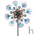 Welpettie Outdoor Metal Wind Spinners Weather Resistant Wind Spinners with Stable Stake 90cm Peacock