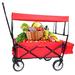 Collapsible Folding Wagon Cart 150 Lbs Capacity Push Pull Beach Wagon Cart with Umbrella Portable Large Capacity Utility Wagon with Accessories Package Holds Ourdoor Picnic