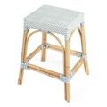 Beaumont Lane 24.5 Transitional Rattan Counter Stool in White/Sky Blue