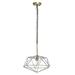 Elegant Designs Large 16in. Geometric Diamond Shaped Pendant Industrial Metal Wire Cage Hanging Ceiling 1 Light Fixture Antique Brass