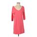 Lilly Pulitzer Casual Dress - Mini V-Neck 3/4 sleeves: Pink Print Dresses - Women's Size Small