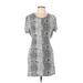 PrettyLittleThing Casual Dress - Mini Crew Neck Short sleeves: Silver Snake Print Dresses - Women's Size 10