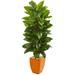 Nearly Natural 5.5 Large Leaf Philodendron Artificial Plant in Orange Planter (Real Touch)