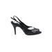 Nina Heels: Slingback Stilleto Cocktail Party Black Print Shoes - Women's Size 7 1/2 - Peep Toe