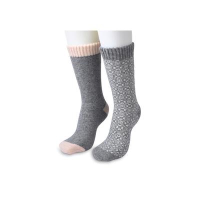 Women's 2 Pair Pack 25% Wool Blend Socks by GaaHuu in Grey Nordic (Size ONESZ)