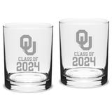 Oklahoma Sooners Class of 2024 14oz. 2-Piece Classic Double Old-Fashioned Glass Set