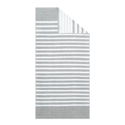 Saunatuch CARL ROSS "quergestreift", weiß (platin, weiß), B:70cm L:200cm, Frottee, Obermaterial: 100% Baumwolle, Handtücher (Packung), mit 2 Aufhängekordeln Image