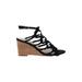 Steve Madden Wedges: Black Print Shoes - Women's Size 6 1/2 - Open Toe