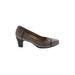 Munro American Heels: Pumps Chunky Heel Classic Brown Print Shoes - Women's Size 4 - Round Toe