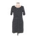 Banana Republic Casual Dress - Shift Scoop Neck Short sleeves: Black Print Dresses - Women's Size 12 Petite