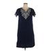 Jones New York Sport Casual Dress - Shift V Neck Short sleeves: Blue Print Dresses - Women's Size X-Large