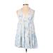 wonderly Casual Dress - A-Line V-Neck Sleeveless: Blue Dresses - Women's Size X-Small