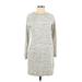 Betsey Johnson Casual Dress - Sweater Dress Crew Neck Long Sleeve: Gray Marled Dresses - Women's Size X-Small