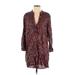 Show Me Your Mumu Casual Dress - Shift V-Neck 3/4 sleeves: Burgundy Print Dresses - Women's Size Small