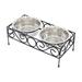 Iconic Pet Elevated Wired Dog double diner w/ 2 Stainless Steel Bowls Metal/Stainless Steel (easy to clean) in Gray | 5 H x 12 W x 5.75 D in | Wayfair