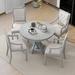 One Allium Way® Ralitsa Round 58" Dining Set Wood in Gray/White | 30 H in | Wayfair 9C65E0A37CD540F995F8CFF381825855