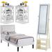 Ebern Designs Hiebo Platform Bed 4 Piece Bedroom Set Upholstered/Metal in White | 47.7 H x 39 W x 76.6 D in | Wayfair