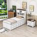 Winston Porter Merenda 3 Drawers Wood Bookcase Bed w/ Trundle & Nightstand in Brown/White | 46 H x 42 W x 86 D in | Wayfair