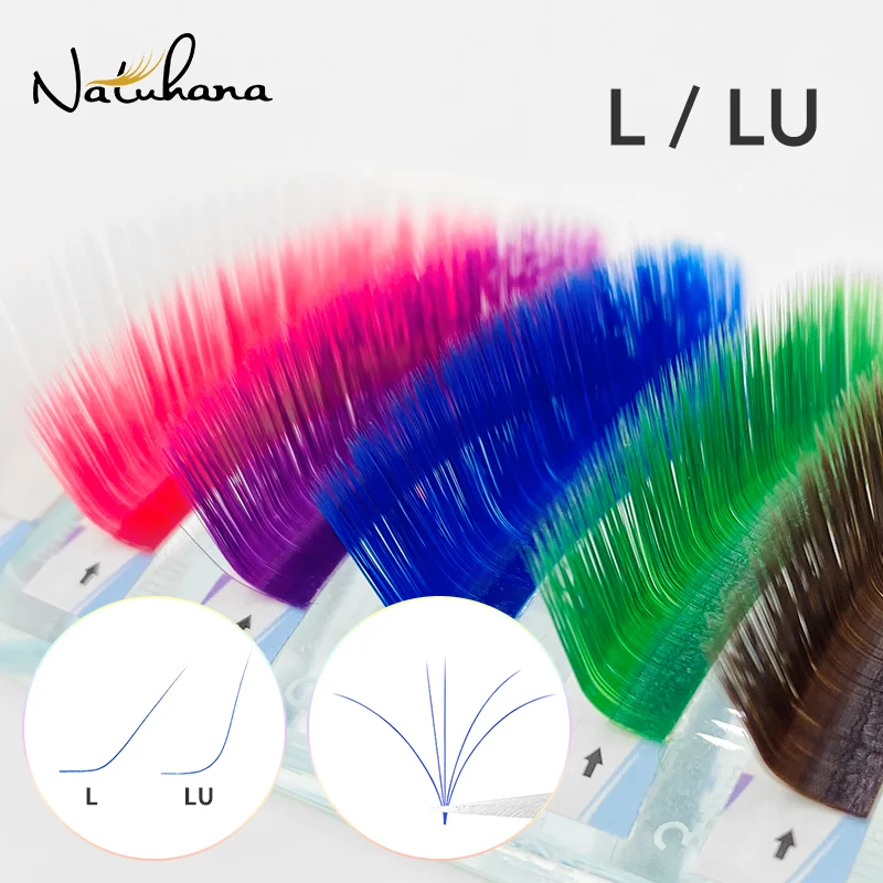 NATUHANA Easy Fan Lashes Colorate L/LU(M) Curl Estensione ciglia finte Individuale Auto Fan Colore Ciglia di visone Trucco a forma di L