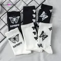 2023 Designer Socks Butterfly Medium Tube Socks Spring and Summer Thin Fashion Street Trend Black