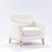 Sofa Chair for Bedroom Livingroom Accent Chairs w/ Wooden Legs and Pillows, Terry Fabric Recliners Lounge Sofa Chairs, Beige