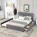 Queen Upholstered Platform Bed with Twin Size Trundle and Two Drawers