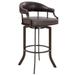 Nuf 26 Inch Swivel Counter Stool Armchair, Brown Faux Leather, Curved Legs