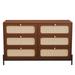 Modern Cannage Rattan Wood Closet 6-drawer Dresser