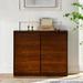 Walnut-colored Sideboard, Buffet Cabinet with 2 Outlet Holes, Storage Cabinet for Entryway, Hallway, Living Room, Kitchen