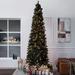 Belen 6.5ft Pencil Christmas Tree Prelit pre-Decorated with Pine Cones, Red Berries, 250 Warm Lights and Metal Stand