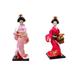 2Pcs 27cm Japanese Kimono Geisha Doll Asian Geisha Handcrafted Humanoid Girl Statue National Style Desktop Decoration Rose