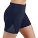 Wozhidaoke Yoga Pants Women High Waist Yoga Shorts with Side Pockets Workout Running Compression Athletic Biker Shorts Sweatpants Navy +M