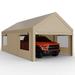 Walsunny Carport 12x18.5 ft Heavy Duty Car Canopy with Roll-up Windows Portable Garage with Removable Sidewalls & Doors