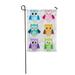 FMSHPON Colorful Cute of Six Cartoon Owls Various Emotions First Two Garden Flag Decorative Flag House Banner 28x40 inch