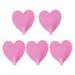 BESTONZON 5Pcs Heart Shape Seamless Sticky Hook Stainless Steel Wall-mounted Coat Hat Hook for Home Office (Pink)