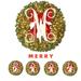 VASCWECD 14in Artificial Fir Christmas letter Wreath Decoration with Red Bow and LED Lights Farmhouse Home Hangings Ornaments