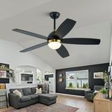 SITERGOFAN Ceiling Fan with Lights and Remote 52inch Black and Gold Ceiling Fans with Light Memory Function and Timing for Outdoor/Indoor Living Room Bedroom Patio