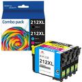 212XL Ink Cartridges for Epson 212 Ink cartridges for Epson 212XL 212 XL T212XL T212 Ink for Epson XP-4105 XP-4100 WF-2830 WF-2850 Printer(4 Pack Black Cyan Magenta Yellow)