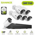 SANNCE 8 Channel 5MP PoE Security Camera System 6Pcs H.265+ Wired Bullet 3MP Outdoor PoE IP Cameras With Audio Recording 4K 8CH NVR For 24/7 Recording With 2T Hard Drive