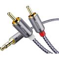 Ruaeoda 3.5mm to RCA Cable 6 Feet Braided RCA to 3.5mm AUX to 2-Male RCA Audio Auxiliary Stereo Y Splitter Cable 1/8