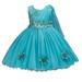 PRINxy Kids Girls Dress Toddler Girls Net Yarn Embroidery Flowers Mesh Birthday Party Gown Long Dresses Blue 3-4Years