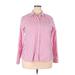 Croft & Barrow Long Sleeve Button Down Shirt: Pink Stripes Tops - Women's Size 2X-Large