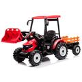 OutdoorToys Hercules 12V Electric Ride On Tractor with Trailer and Parental Remote Control (Red) | OutdoorToys | Lights, Moveable Front Bucket, Trailer, Safety Belt