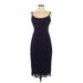 BCBGMAXAZRIA Cocktail Dress - Midi Scoop Neck Sleeveless: Blue Solid Dresses - Women's Size 4