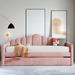 Hokku Designs Junna Twin size Velvet Daybed w/ Trundle & USB Charging Ports Upholstered/Velvet in Pink | 40.6 H x 42.6 W x 81.3 D in | Wayfair