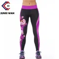 Leggings con stampa gatto 3D allenamento donna Leggings Fitness pantaloni Slim calzamaglia a vita